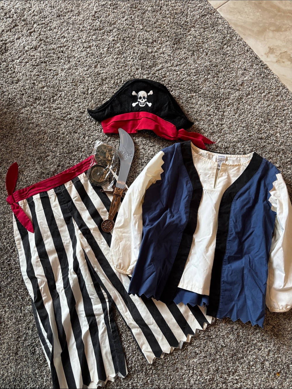 Gymboree Pirate Costume Set - Black, White, Blue & Red